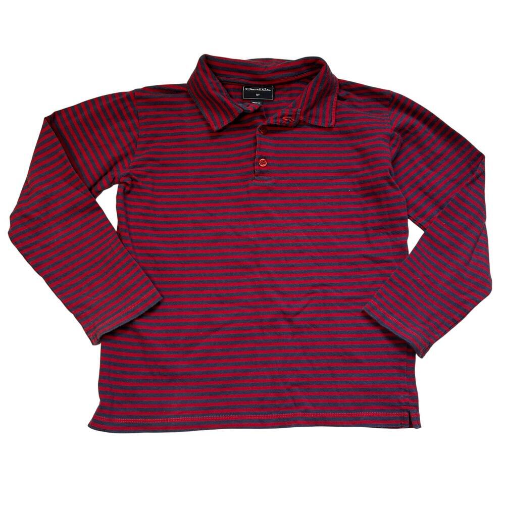 Oscar De La Renta Boys Long-Sleeved Striped Polo 10Y